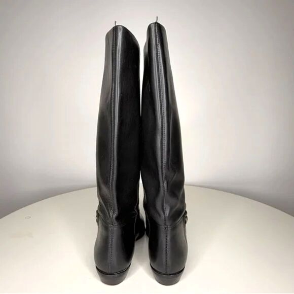 Etienne Aigner Black Leather Riding Boots | Vintage Designer, Made in Brazil - Picture 7 of 12